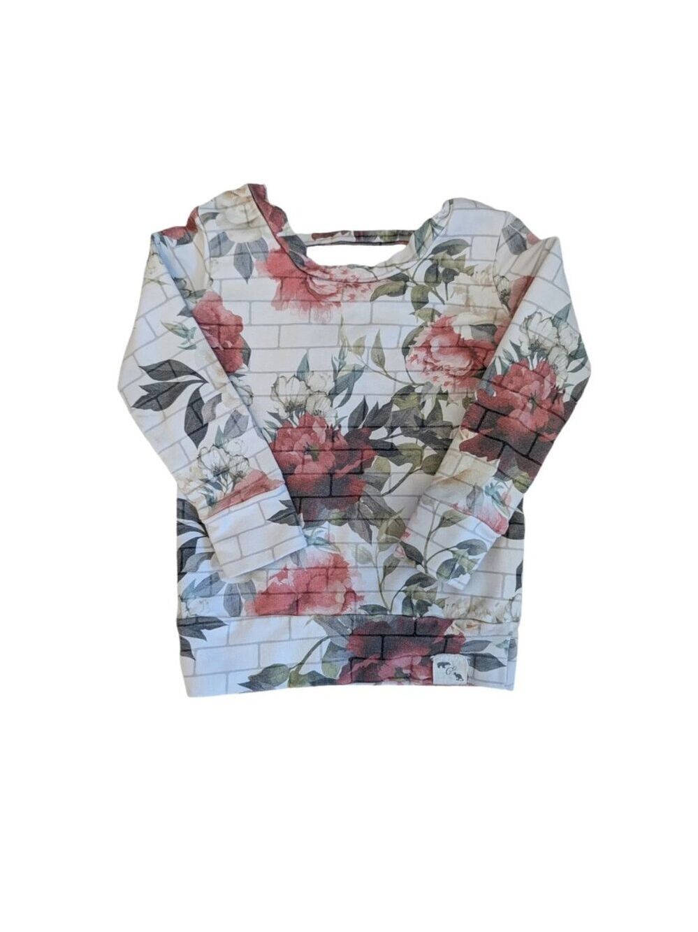 Bear & Roo Rose Striped Crewneck Sweter with‎ Back Cut Out | 3T